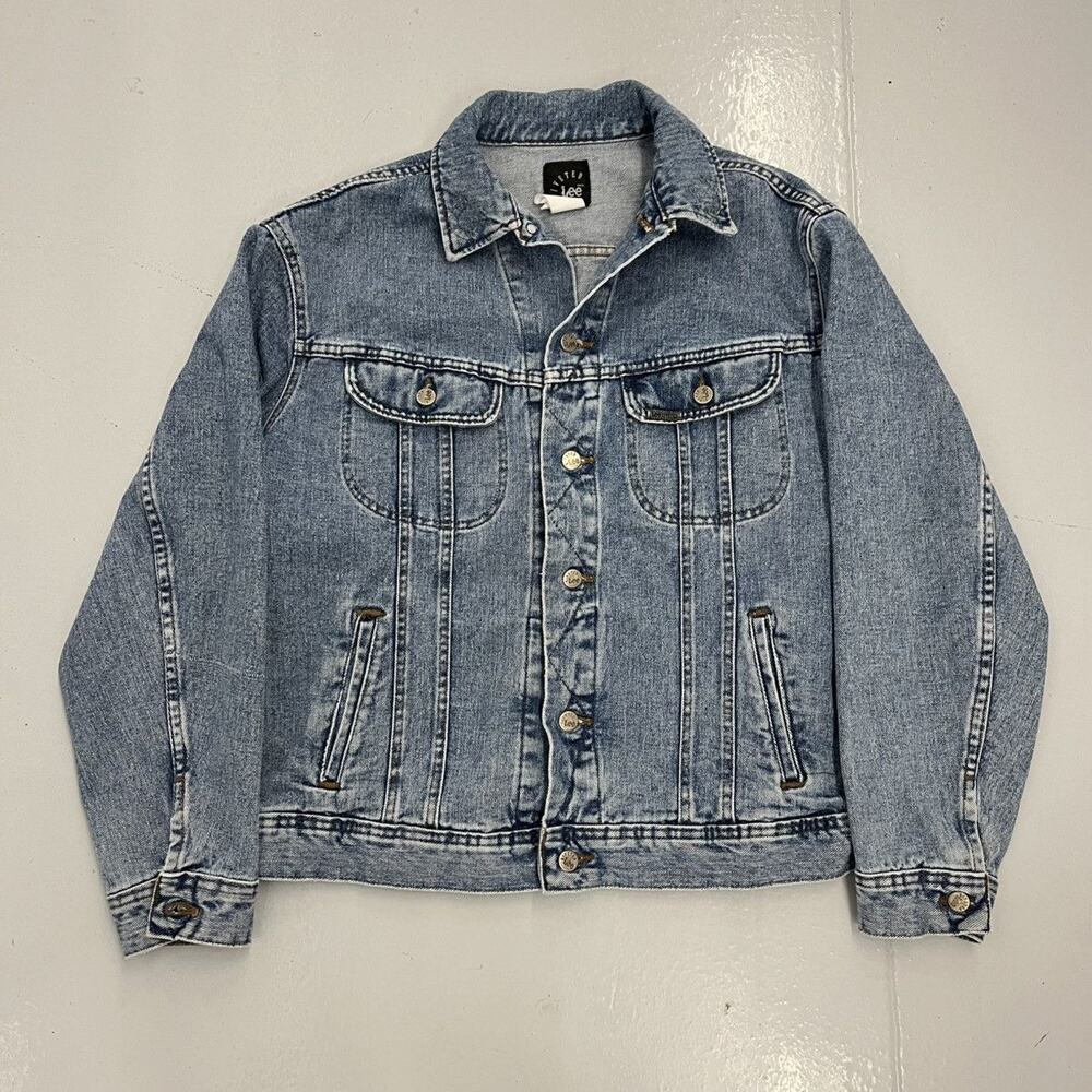 Vintage 90s Lee Riveted Blue Boxy Trucker Denim Jacket